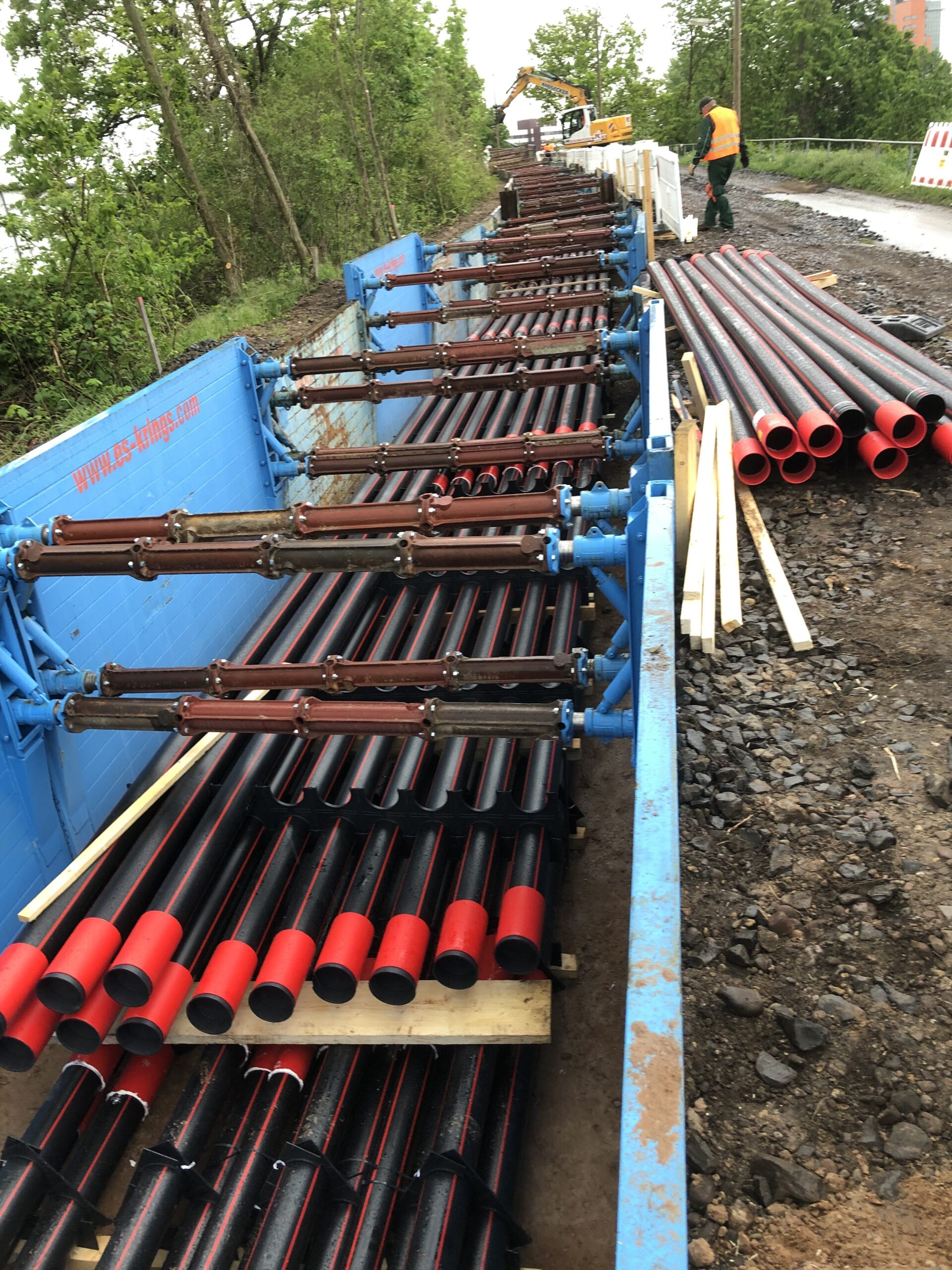 Rohrblock Vorbereitung für Verfüllung vor Flüssigbodeneinsatz