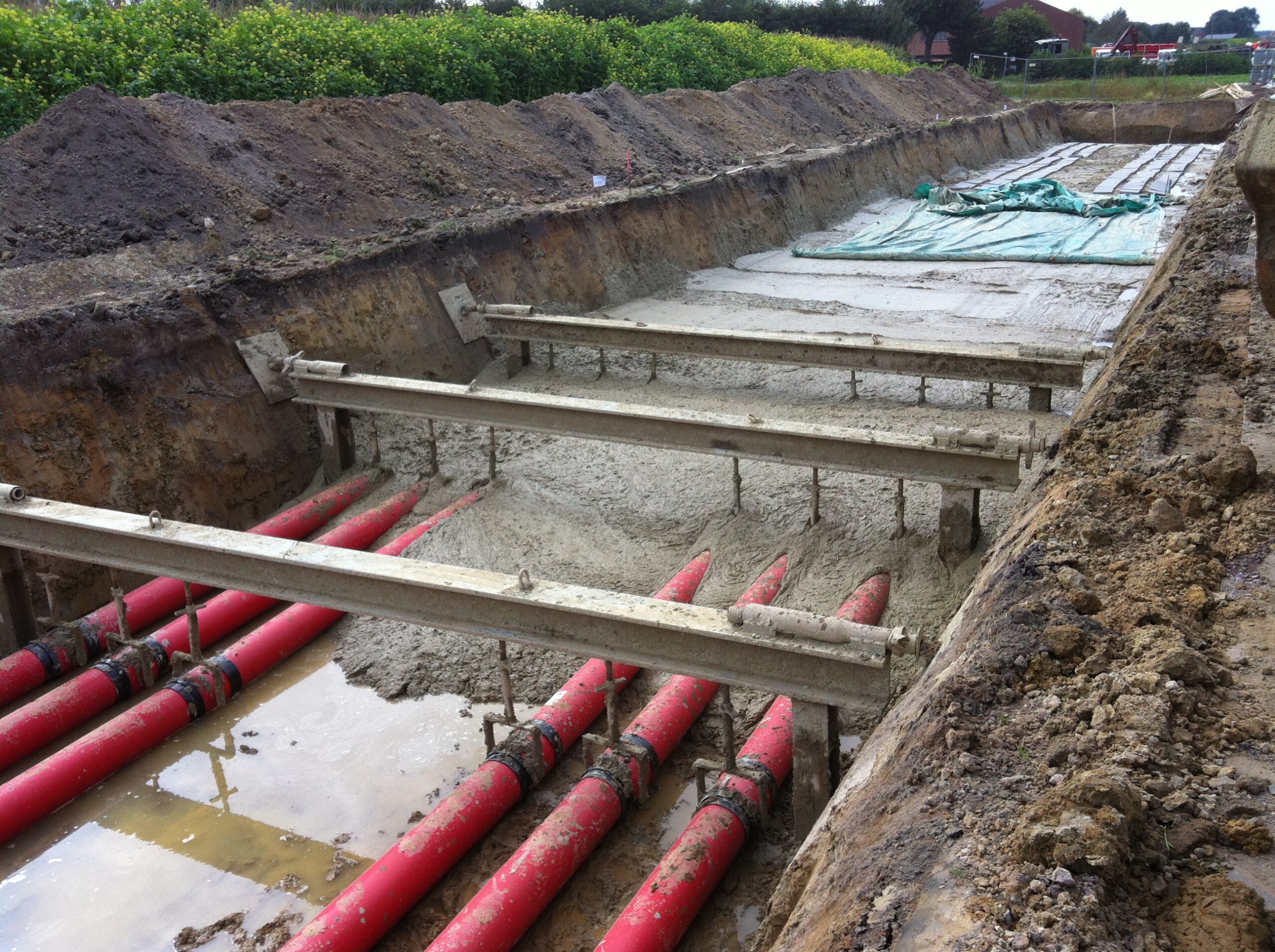 Schrittweise weitere Verfüllung Flüssigboden 380kV