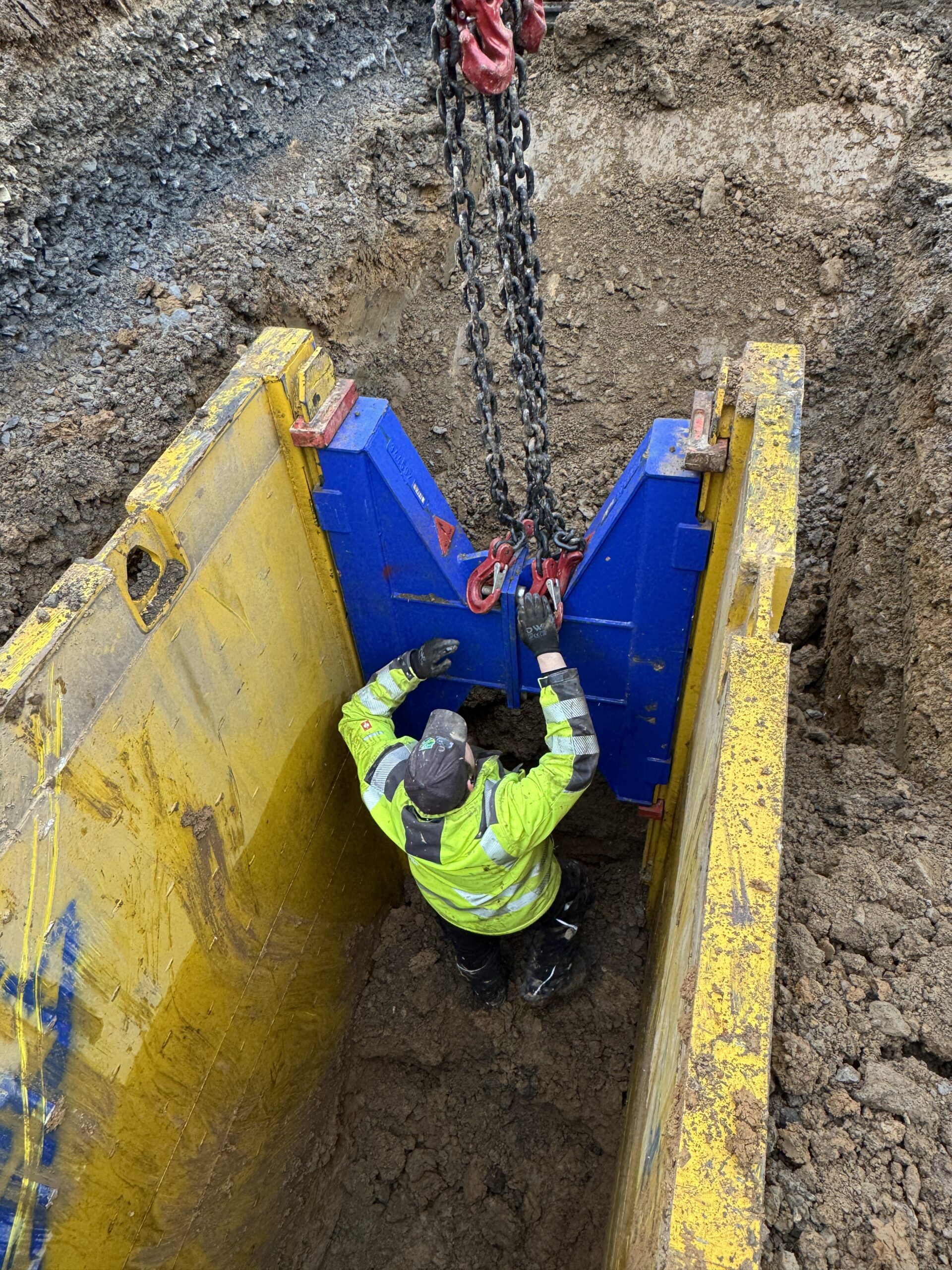 Ziehen Verbau - Rollenschlitten nach oben ziehen