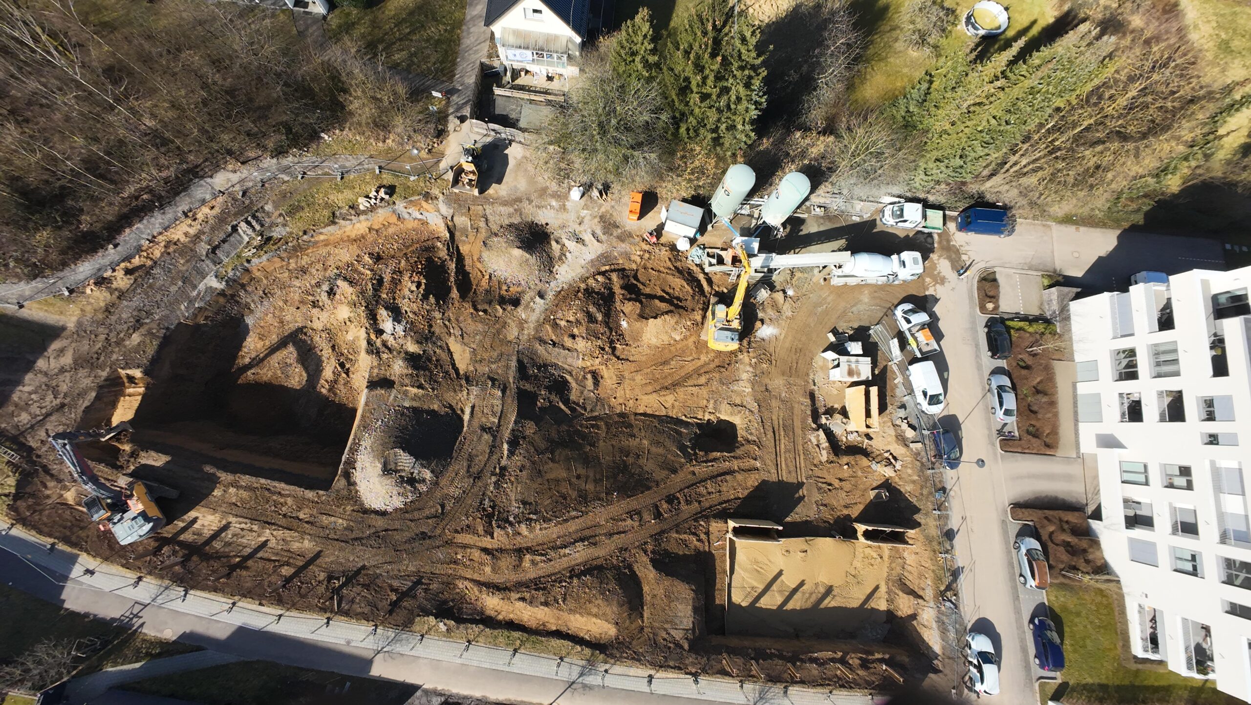 Gesamtüberblick der Baugrube RRS Flüssigboden herstellung